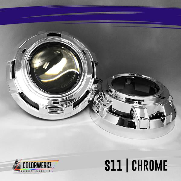 Projector Shrouds (Black/Chrome) LED headlight kit AutoLEDTech Oracle Lighting Trendz Flow Series RGBHaloKits OneUpLighting Morimoto