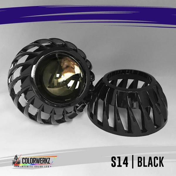 Projector Shrouds (Black/Chrome) LED headlight kit AutoLEDTech Oracle Lighting Trendz Flow Series RGBHaloKits OneUpLighting Morimoto