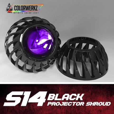 Projector Shrouds (Black/Chrome) LED headlight kit AutoLEDTech Oracle Lighting Trendz Flow Series RGBHaloKits OneUpLighting Morimoto