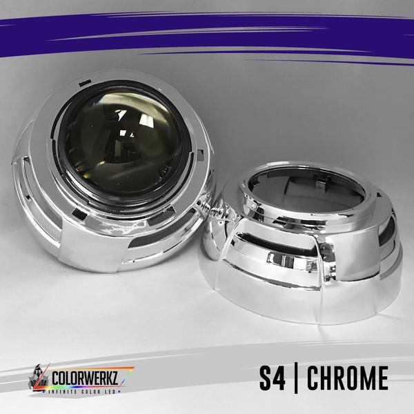 Projector Shrouds (Black/Chrome) LED headlight kit AutoLEDTech Oracle Lighting Trendz Flow Series RGBHaloKits OneUpLighting Morimoto