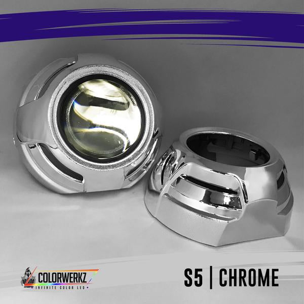 Projector Shrouds (Black/Chrome) LED headlight kit AutoLEDTech Oracle Lighting Trendz Flow Series RGBHaloKits OneUpLighting Morimoto