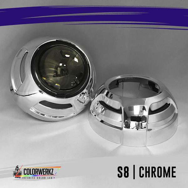 Projector Shrouds (Black/Chrome) LED headlight kit AutoLEDTech Oracle Lighting Trendz Flow Series RGBHaloKits OneUpLighting Morimoto