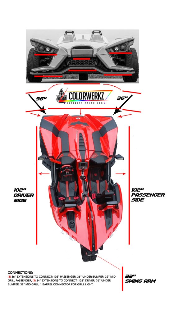 2014-2023 Polaris Slingshot LED Underbody & Front Grill Lights 8-Piece Kit (RGBW|Flow Series) LED headlight kit AutoLEDTech Oracle Lighting Trendz Flow Series RGBHaloKits OneUpLighting Morimoto