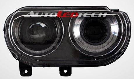2008-2014 Dodge Challenger RGBW Color-Chasing LED Halo DRL Projector Headlights - 2015+ Style Design LED headlight kit AutoLEDTech Oracle Lighting Trendz Flow Series RGBHaloKits OneUpLighting Morimoto