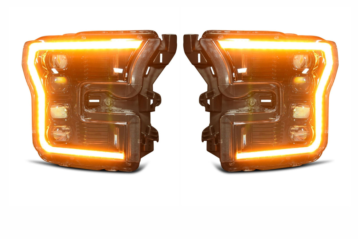 2016-2020 Ford Raptor & F150 White or Amber LED DRL Projector Headlight Assemblies LED headlight kit AutoLEDTech Oracle Lighting Trendz Flow Series RGBHaloKits OneUpLighting Morimoto