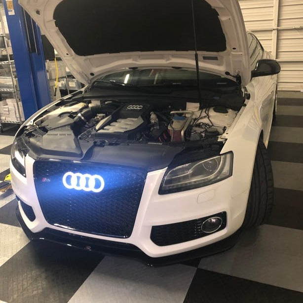 White Animated Startup Dynamic LED Audi Rings Emblem Logo Badge (273mm