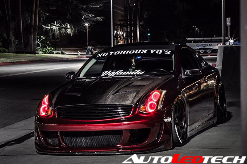 2003-2007 Infiniti G35 Coupe RGBW Color-Chasing LED Halo Kit LED headlight kit AutoLEDTech Oracle Lighting Trendz Flow Series RGBHaloKits OneUpLighting Morimoto