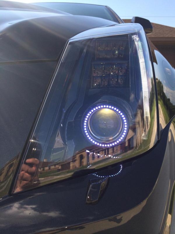 2008-2015 Cadillac CTS CTS-V RGBW Color-Chasing LED Halo DRL Kit LED headlight kit AutoLEDTech Oracle Lighting Trendz Flow Series RGBHaloKits OneUpLighting Morimoto