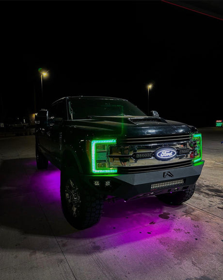 2017-2019 Ford F250 F350 Super Duty RGBW +A LED DRL Boards LED headlight kit AutoLEDTech Oracle Lighting Trendz Flow Series RGBHaloKits OneUpLighting Morimoto