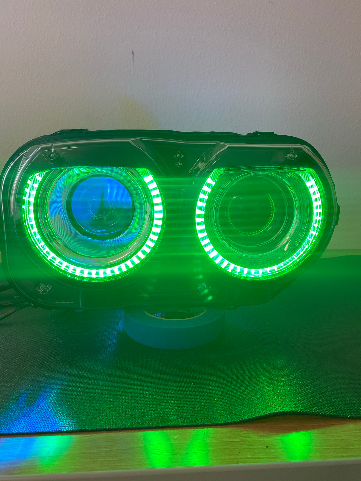 2015-2023 Dodge Challenger RGBW Color-Chasing LED Halo DRL Prebuilt Headlights (Flow Series) LED headlight kit AutoLEDTech Oracle Lighting Trendz Flow Series RGBHaloKits OneUpLighting Morimoto