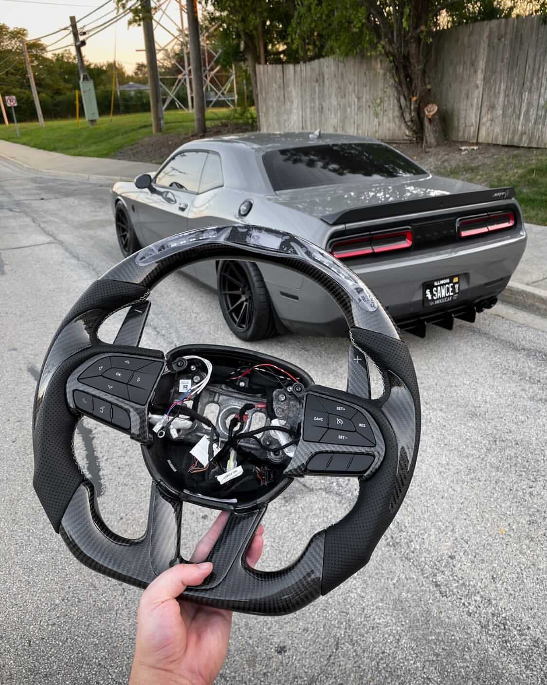 2015-2023 Dodge Charger Custom Carbon Fiber Steering Wheel w/ LED RPM Display LED headlight kit AutoLEDTech Oracle Lighting Trendz Flow Series RGBHaloKits OneUpLighting Morimoto