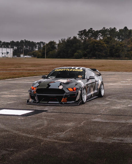 2015-2020 Ford Mustang RGBW Color-Chasing LED DRL Halo Prebuilt Headlights (Flow Series) LED headlight kit AutoLEDTech Oracle Lighting Trendz Flow Series RGBHaloKits OneUpLighting Morimoto