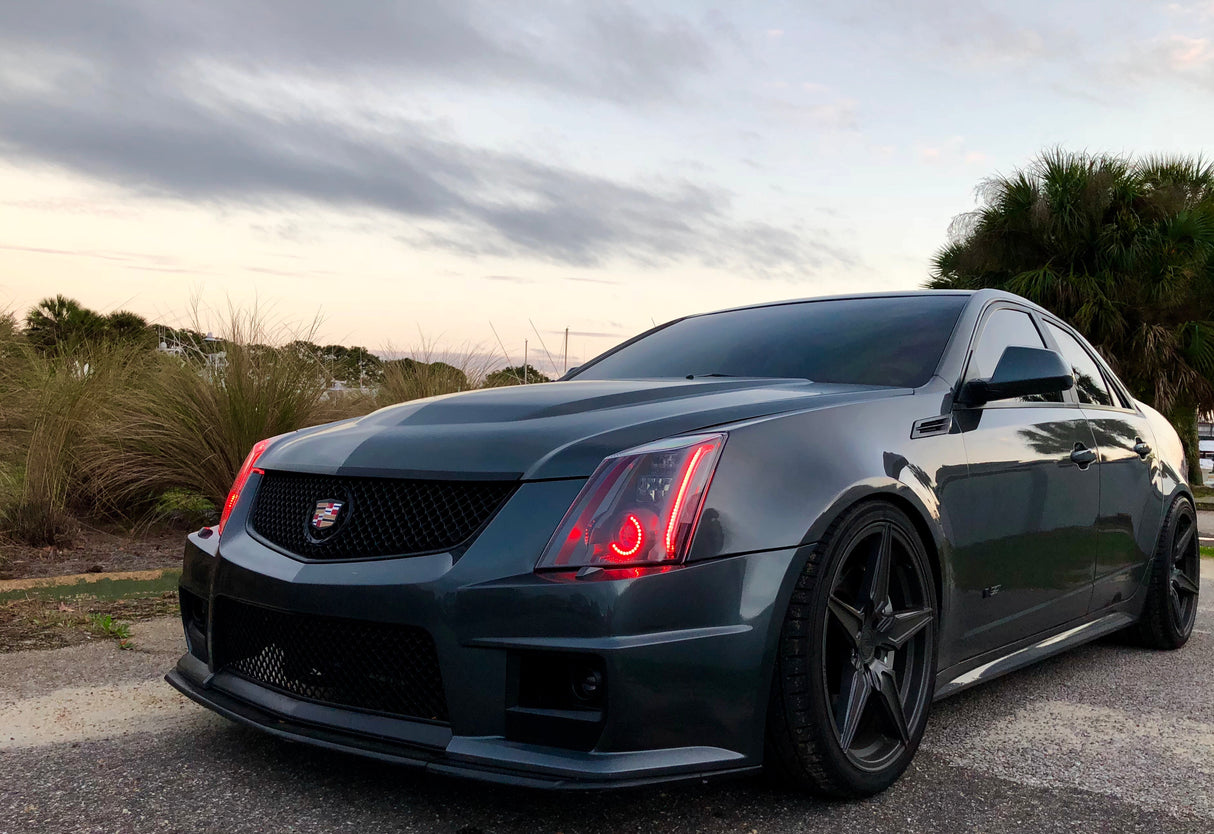 2008-2015 Cadillac CTS CTS-V RGBW Color-Chasing LED Halo DRL Kit LED headlight kit AutoLEDTech Oracle Lighting Trendz Flow Series RGBHaloKits OneUpLighting Morimoto