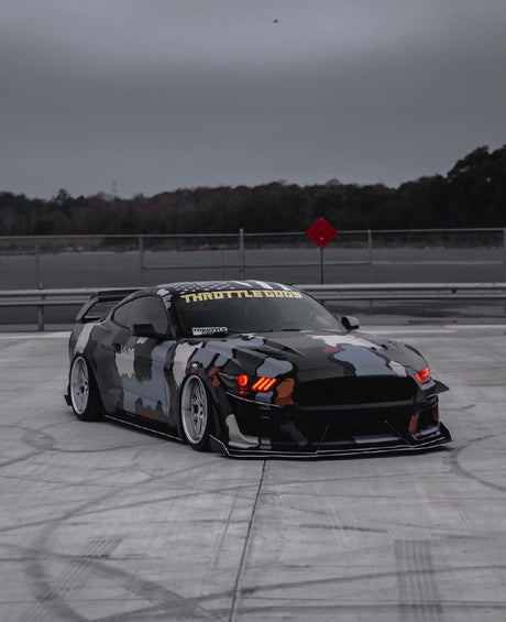 2015-2020 Ford Mustang RGBW Color-Chasing LED DRL Halo Prebuilt Headlights (Flow Series) LED headlight kit AutoLEDTech Oracle Lighting Trendz Flow Series RGBHaloKits OneUpLighting Morimoto