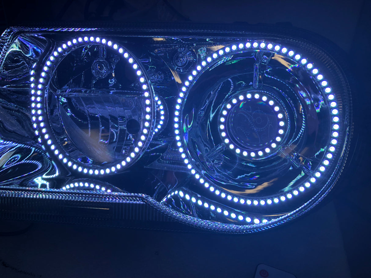 2005-2010 Chrysler 300C & SRT RGBW Color-Chasing Halo Kit LED headlight kit AutoLEDTech Oracle Lighting Trendz Flow Series RGBHaloKits OneUpLighting Morimoto