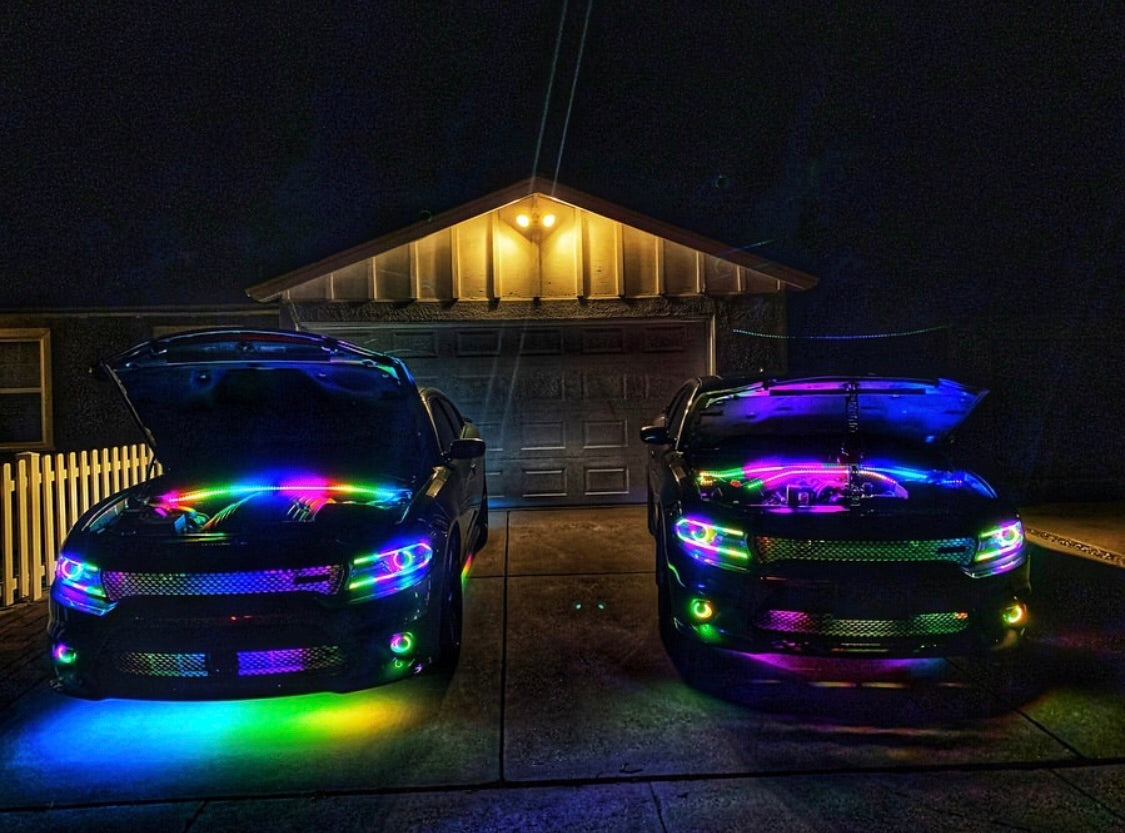Color-Changing LED Grill Lighting Strips Kit (RGB RGBW Flow Series) LED headlight kit AutoLEDTech Oracle Lighting Trendz Flow Series RGBHaloKits OneUpLighting Morimoto
