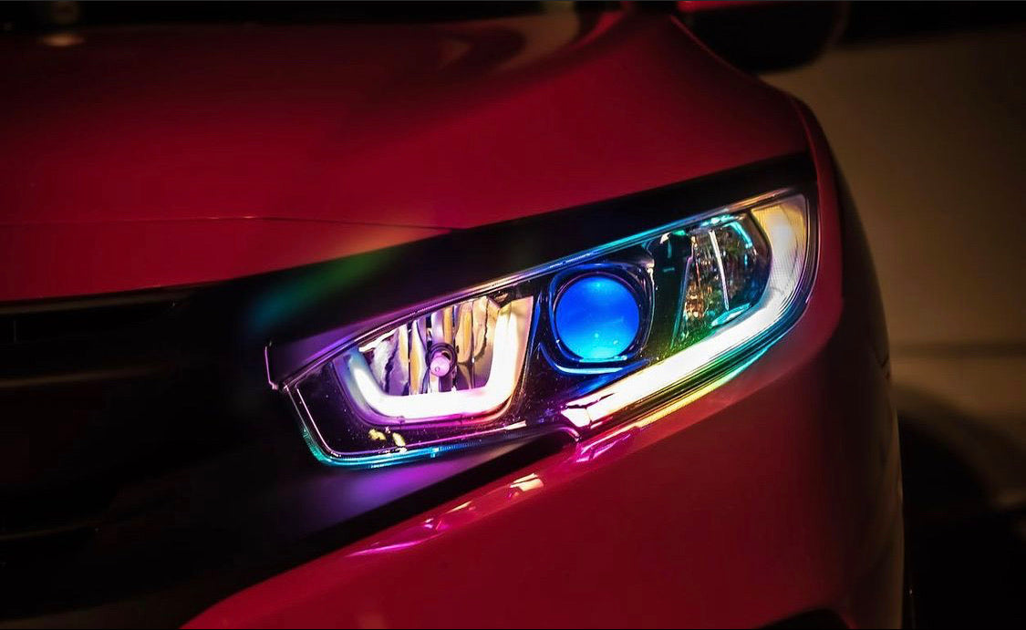 2016-2021 Honda Civic RGBW Color-Chasing LED DRL Tube Kit LED headlight kit AutoLEDTech Oracle Lighting Trendz Flow Series RGBHaloKits OneUpLighting Morimoto