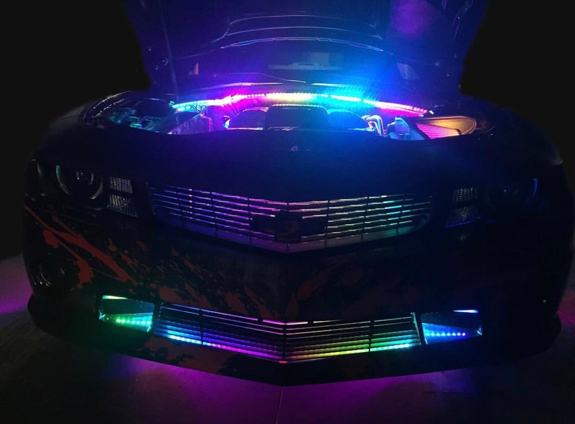 Color-Changing LED Grill Lighting Strips Kit (RGB RGBW Flow Series) LED headlight kit AutoLEDTech Oracle Lighting Trendz Flow Series RGBHaloKits OneUpLighting Morimoto