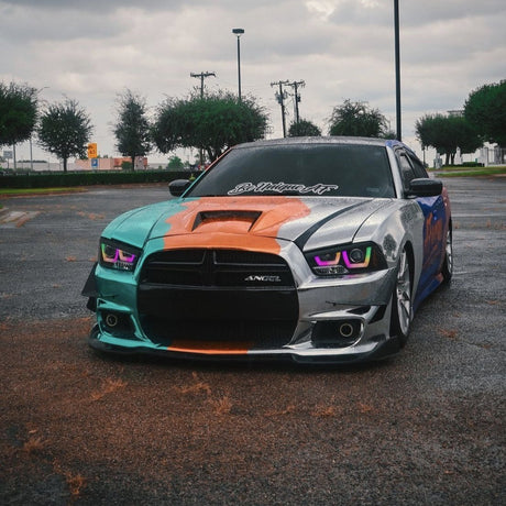 2011-2014 Dodge Charger RGBW Color-Chasing Spec-D LED Halo DRL Headlights (Flow Series) LED headlight kit AutoLEDTech Oracle Lighting Trendz Flow Series RGBHaloKits OneUpLighting Morimoto
