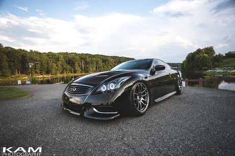 2008-2015 Infiniti G37/Q60 Coupe RGBW Color-Chasing LED Halo Prebuilt Headlights (Flow Series) LED headlight kit AutoLEDTech Oracle Lighting Trendz Flow Series RGBHaloKits OneUpLighting Morimoto