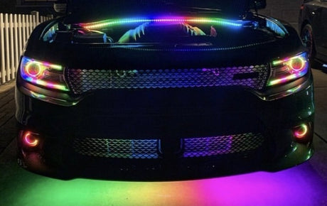 Color-Changing LED Grill Lighting Strips Kit (RGB RGBW Flow Series) LED headlight kit AutoLEDTech Oracle Lighting Trendz Flow Series RGBHaloKits OneUpLighting Morimoto