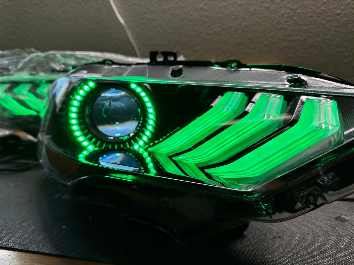 2018-2023 Ford Mustang RGBW Flow Series LED DRL Halo Headlights