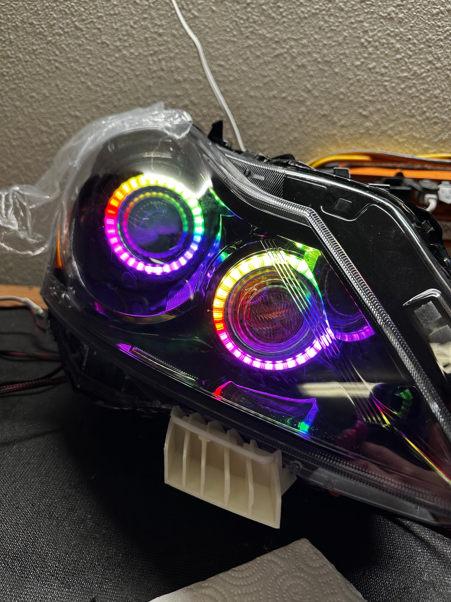2010-2013 Infiniti G37/G25/Q40 Sedan RGBW Color-Chasing LED Halo Prebuilt Headlights (Flow Series) LED headlight kit AutoLEDTech Oracle Lighting Trendz Flow Series RGBHaloKits OneUpLighting Morimoto