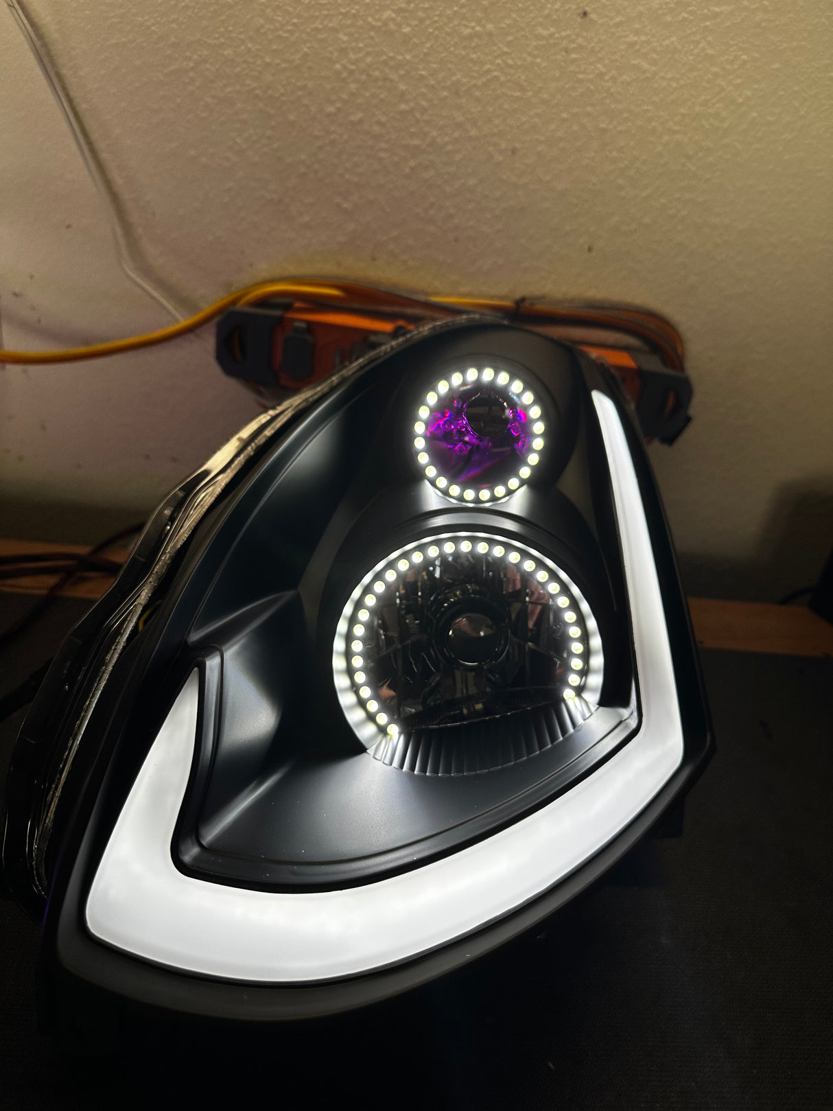 2003-2007 Infiniti G35 Coupe RGBW Color-Chasing LED Halo DRL Headlights - Flow Series LED headlight kit AutoLEDTech Oracle Lighting Trendz Flow Series RGBHaloKits OneUpLighting Morimoto