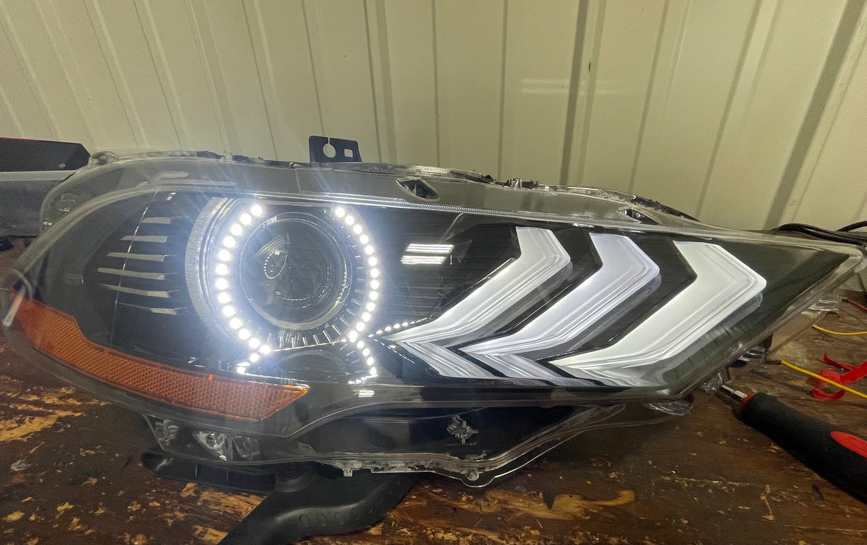 2018-2023 Ford Mustang RGBW Color-Chasing LED DRL Halo Prebuilt Headlights (Flow Series) LED headlight kit AutoLEDTech Oracle Lighting Trendz Flow Series RGBHaloKits OneUpLighting Morimoto