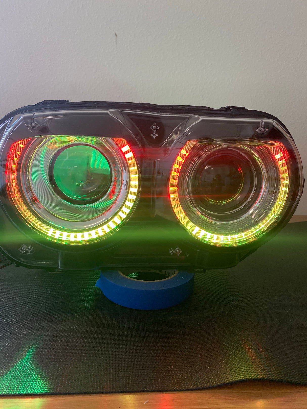 2015-2023 Dodge Challenger RGBW Color-Chasing LED Halo DRL Prebuilt Headlights (Flow Series) LED headlight kit AutoLEDTech Oracle Lighting Trendz Flow Series RGBHaloKits OneUpLighting Morimoto