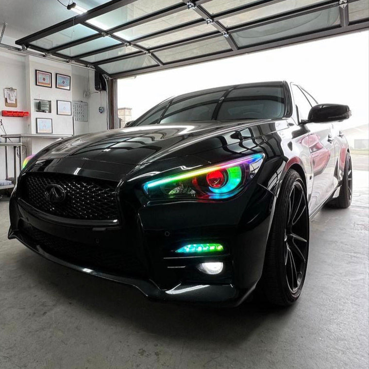 2014-2023 Infiniti Q50 Q70 RGBW Color-Chasing LED DRL Boards LED headlight kit AutoLEDTech Oracle Lighting Trendz Flow Series RGBHaloKits OneUpLighting Morimoto