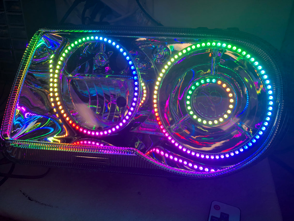 2005-2010 Chrysler 300C & SRT RGBW Color-Chasing Halo Kit LED headlight kit AutoLEDTech Oracle Lighting Trendz Flow Series RGBHaloKits OneUpLighting Morimoto