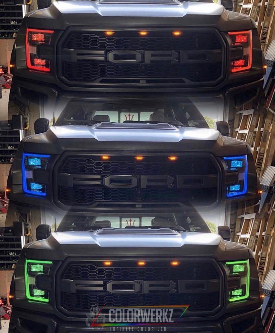 2016-2020 Ford Raptor RGBW +A LED DRL Boards LED headlight kit AutoLEDTech Oracle Lighting Trendz Flow Series RGBHaloKits OneUpLighting Morimoto
