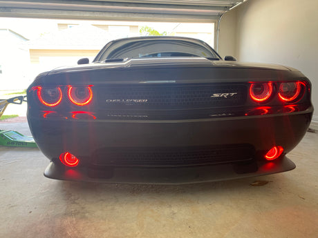 2008-2014 Dodge Challenger RGBW Color-Chasing LED Halo DRL Projector Headlights - 2015+ Style Design LED headlight kit AutoLEDTech Oracle Lighting Trendz Flow Series RGBHaloKits OneUpLighting Morimoto