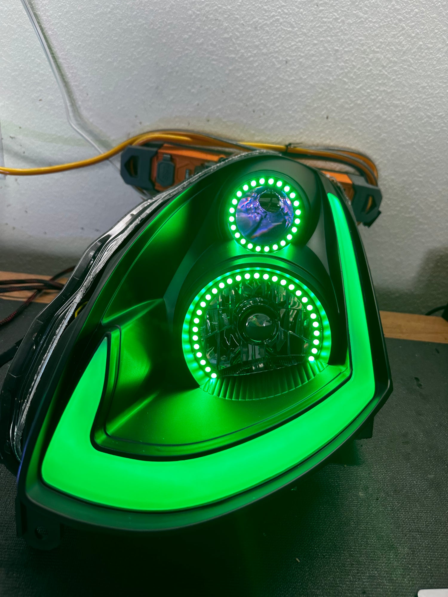 2003-2007 Infiniti G35 Coupe RGBW Color-Chasing LED Halo DRL Headlights - Flow Series LED headlight kit AutoLEDTech Oracle Lighting Trendz Flow Series RGBHaloKits OneUpLighting Morimoto