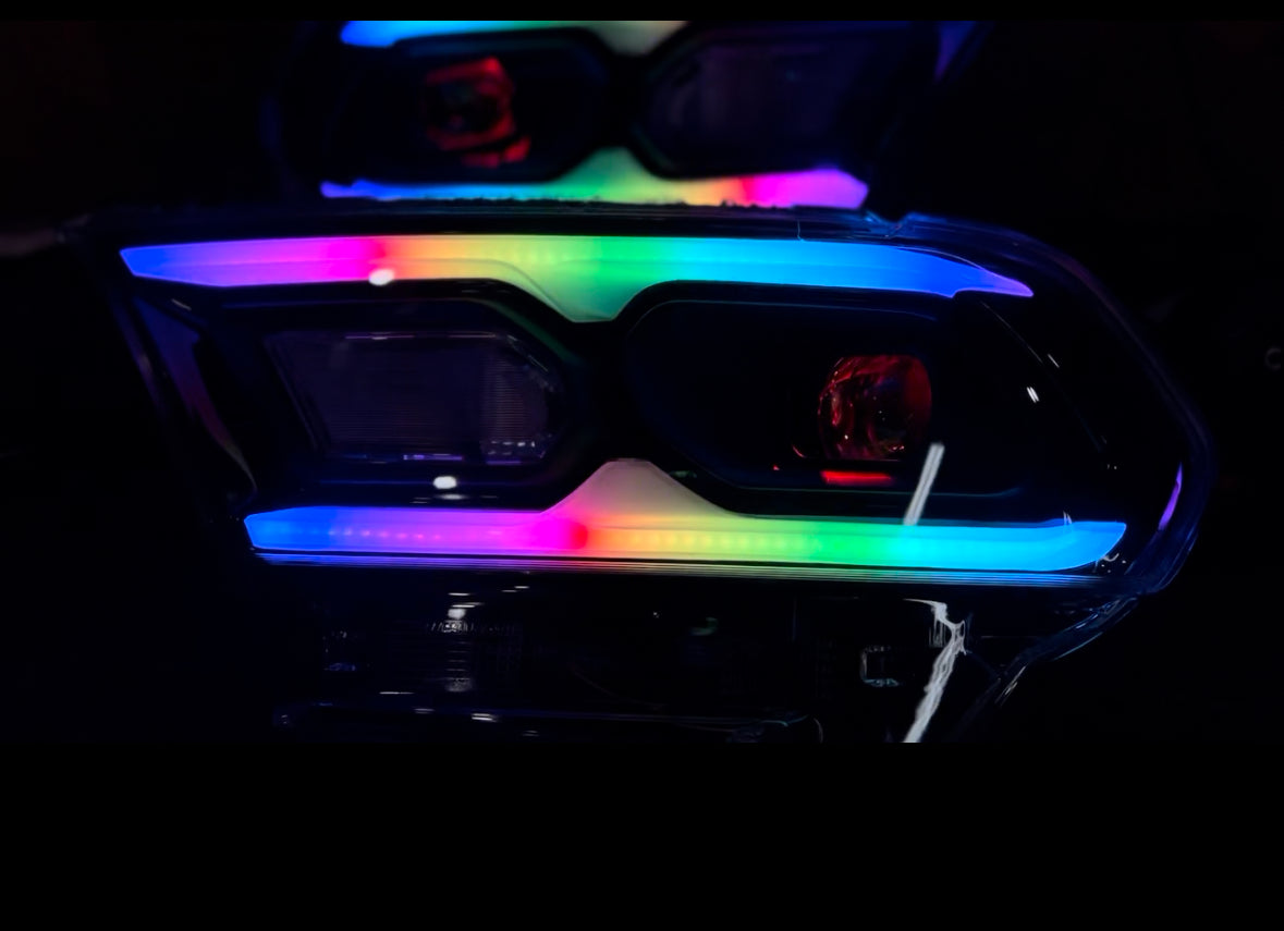 2021-2023+ Dodge Durango RGBW Color-Chasing LED DRL Prebuilt Headlights (Flow Series) LED headlight kit AutoLEDTech Oracle Lighting Trendz Flow Series RGBHaloKits OneUpLighting Morimoto