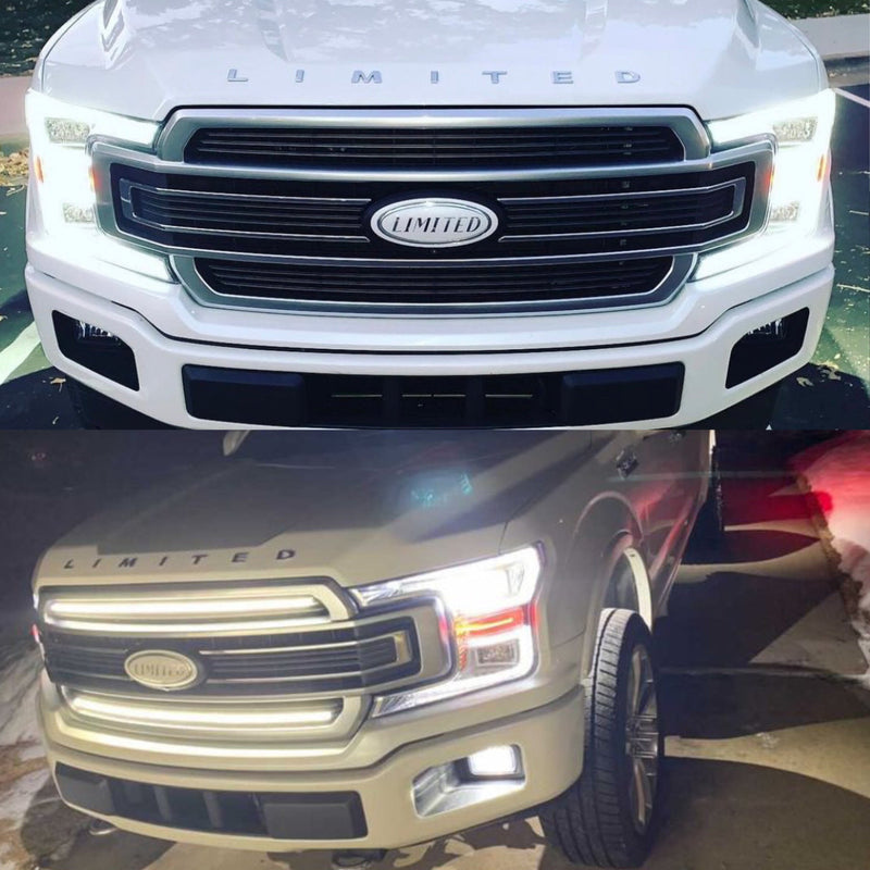 2018-2020 Ford F150 LED Grill Accent Lights Kit | XL, STX, XLT, KR, Lariat, Platinum, Limited LED headlight kit AutoLEDTech Oracle Lighting Trendz Flow Series RGBHaloKits OneUpLighting Morimoto