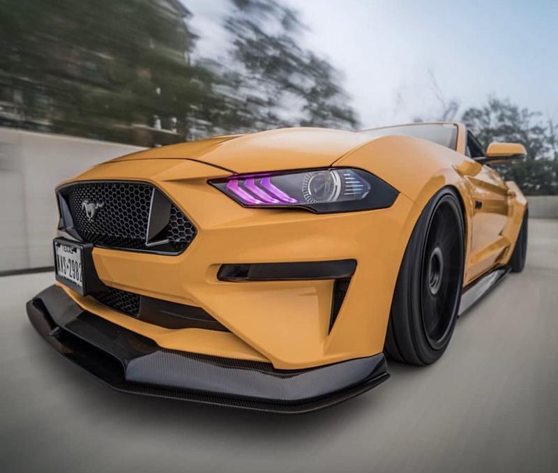 2018-2023 Ford Mustang RGBW Color-Chasing LED DRL Halo Prebuilt Headlights (Flow Series) LED headlight kit AutoLEDTech Oracle Lighting Trendz Flow Series RGBHaloKits OneUpLighting Morimoto