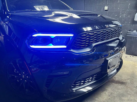 2021-2023+ Dodge Durango RGBW Color-Chasing LED DRL Prebuilt Headlights (Flow Series) LED headlight kit AutoLEDTech Oracle Lighting Trendz Flow Series RGBHaloKits OneUpLighting Morimoto