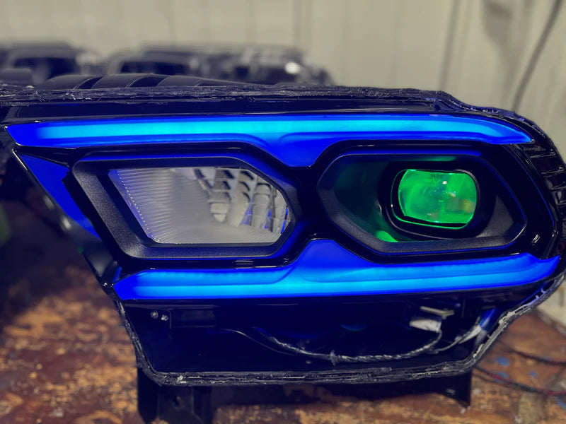2021-2023+ Dodge Durango RGBW Color-Chasing LED DRL Prebuilt Headlights (Flow Series) LED headlight kit AutoLEDTech Oracle Lighting Trendz Flow Series RGBHaloKits OneUpLighting Morimoto