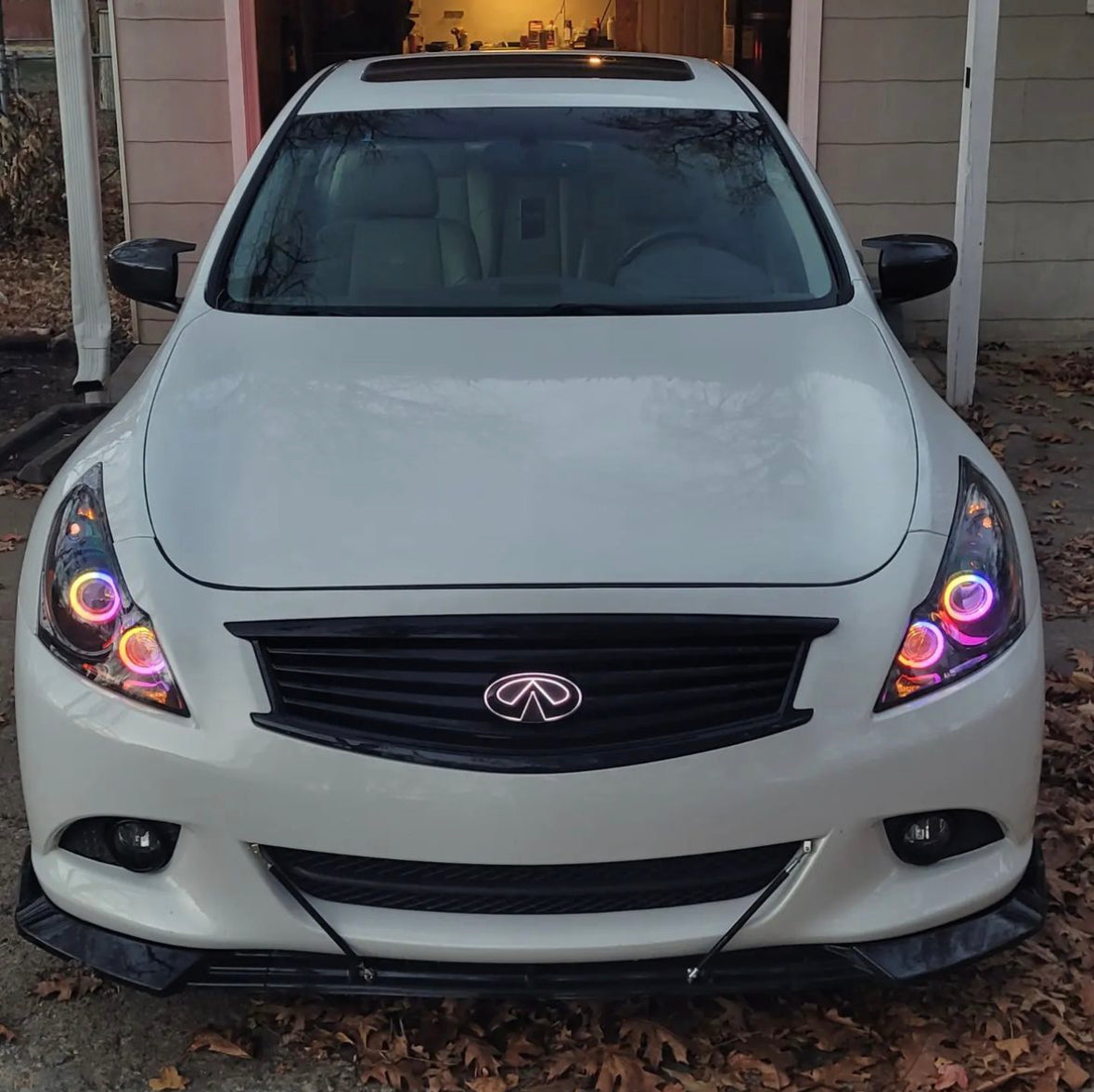 2010-2013 Infiniti G37/G25/Q40 Sedan RGBW Color-Chasing LED Halo Prebuilt Headlights (Flow Series) LED headlight kit AutoLEDTech Oracle Lighting Trendz Flow Series RGBHaloKits OneUpLighting Morimoto