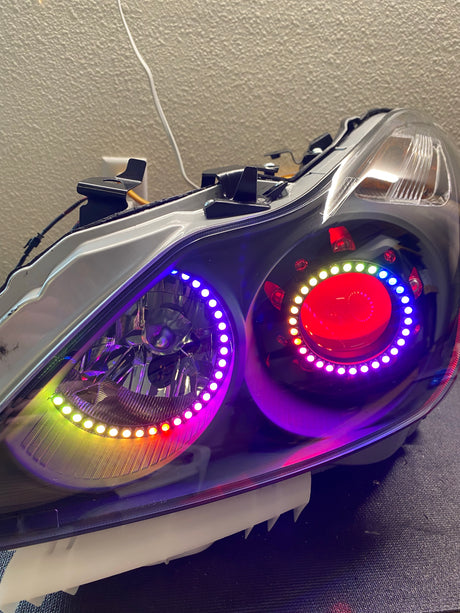 2008-2015 Infiniti G37/Q60 Coupe RGBW Color-Chasing LED Halo Prebuilt Headlights (Flow Series) LED headlight kit AutoLEDTech Oracle Lighting Trendz Flow Series RGBHaloKits OneUpLighting Morimoto
