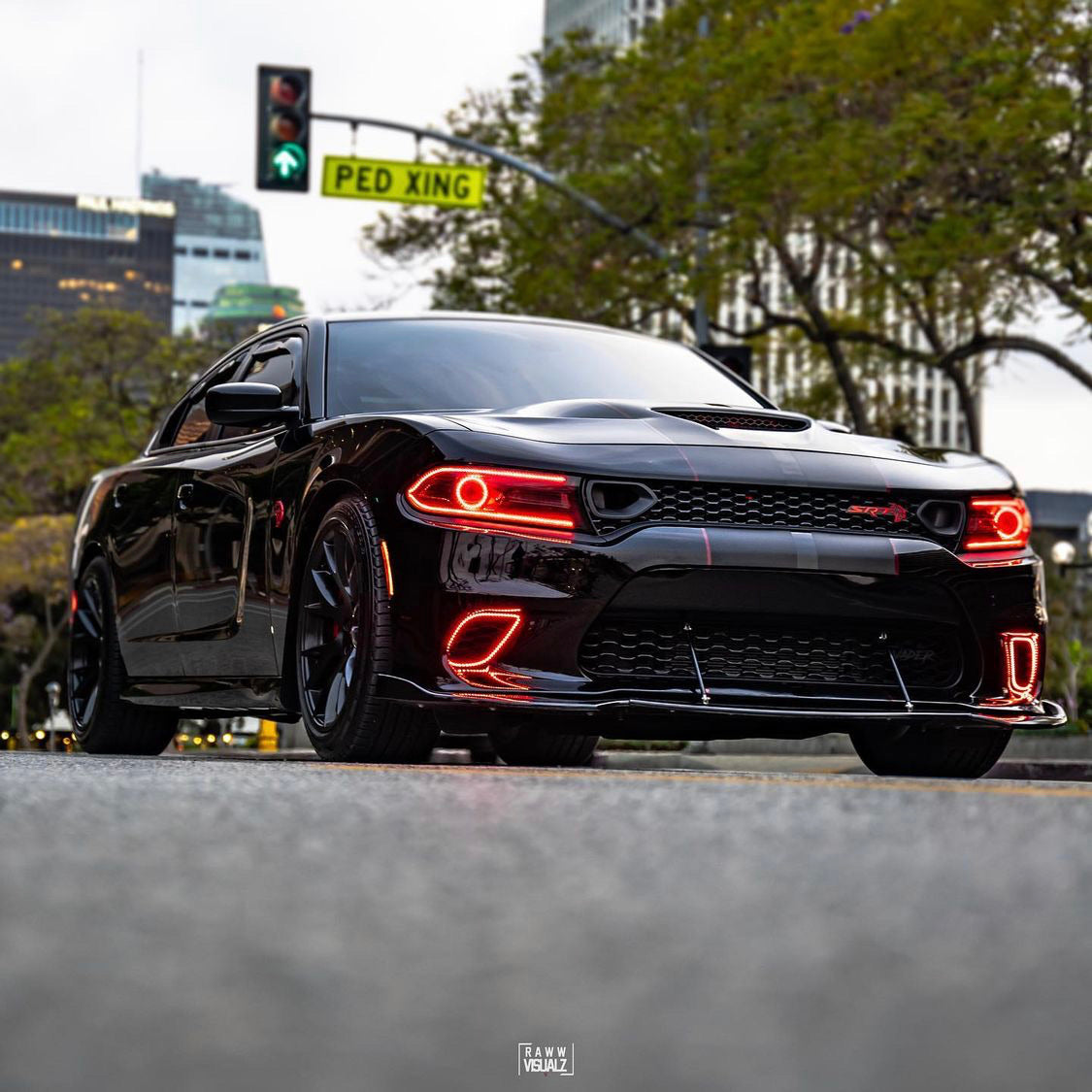 2015-2022 Dodge Charger RGBW Color-Chasing Waterproof Fog Light Outline Halo Kit LED headlight kit AutoLEDTech Oracle Lighting Trendz Flow Series RGBHaloKits OneUpLighting Morimoto