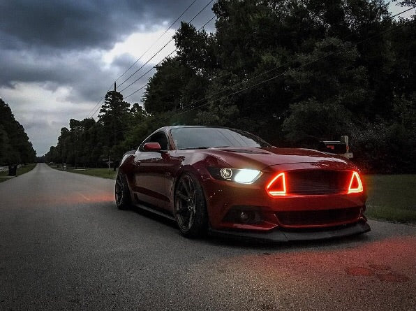 2015-2017 Ford Mustang GT Exterior LED Grill Lights LED headlight kit AutoLEDTech Oracle Lighting Trendz Flow Series RGBHaloKits OneUpLighting Morimoto