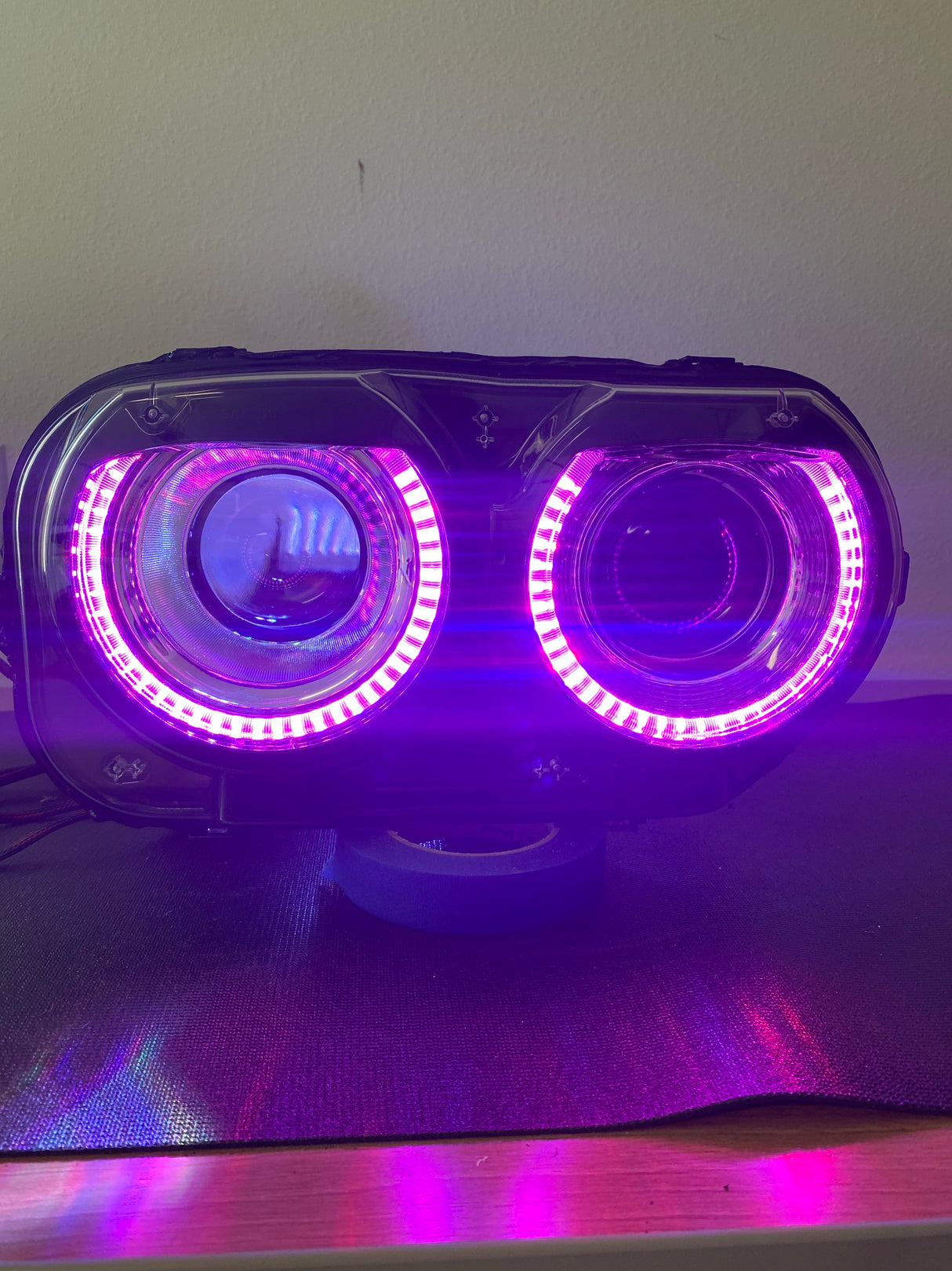 2015-2023 Dodge Challenger RGBW Color-Chasing LED Halo DRL Prebuilt Headlights (Flow Series) LED headlight kit AutoLEDTech Oracle Lighting Trendz Flow Series RGBHaloKits OneUpLighting Morimoto