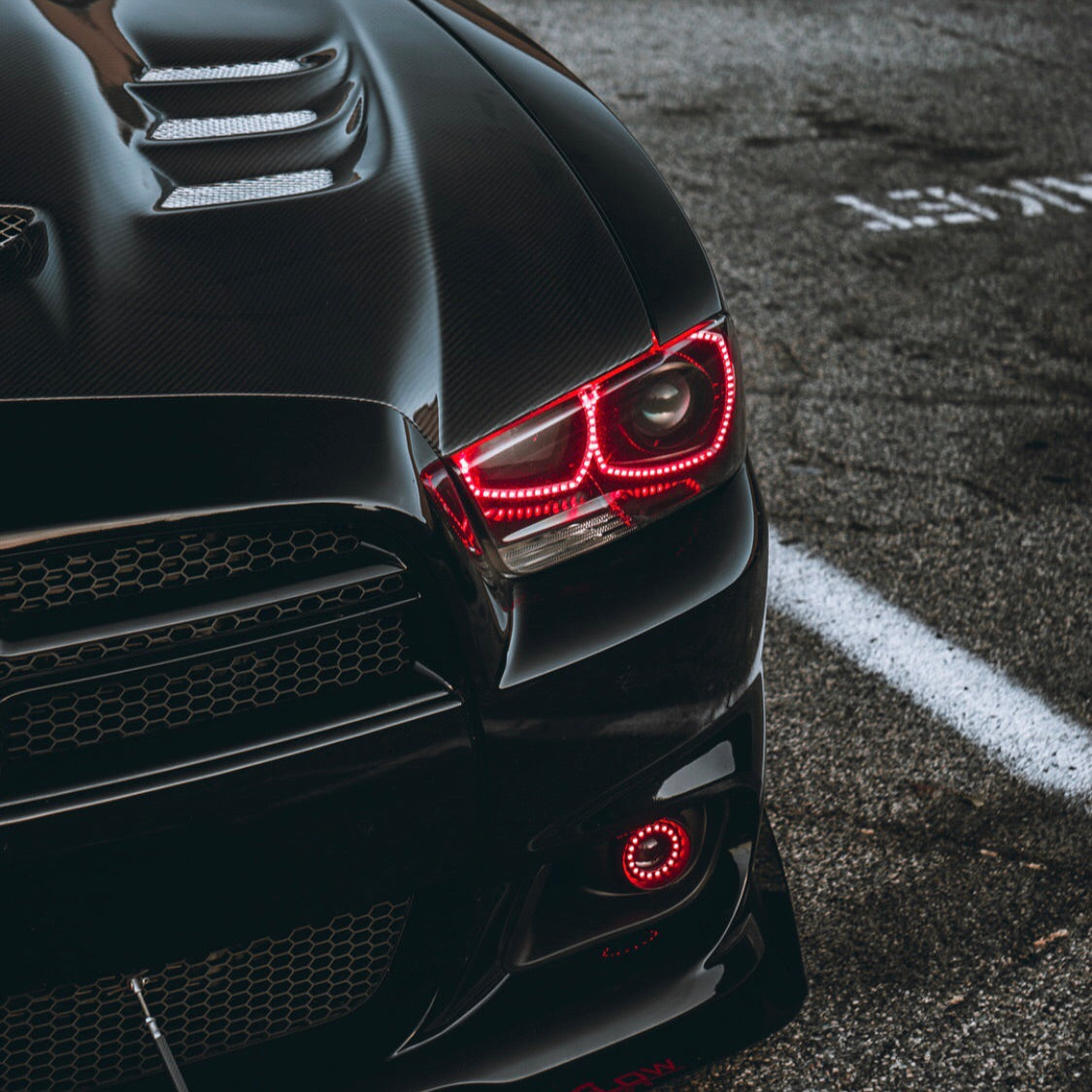 2011-2014 Dodge Charger RGBW Color-Chasing LED Halo Kit LED headlight kit AutoLEDTech Oracle Lighting Trendz Flow Series RGBHaloKits OneUpLighting Morimoto