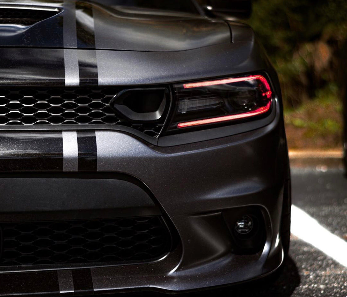 2015-2023 Dodge Charger RGBW Color-Chasing Halo LED DRL Prebuilt Halo Headlights (Flow Series) LED headlight kit AutoLEDTech Oracle Lighting Trendz Flow Series RGBHaloKits OneUpLighting Morimoto