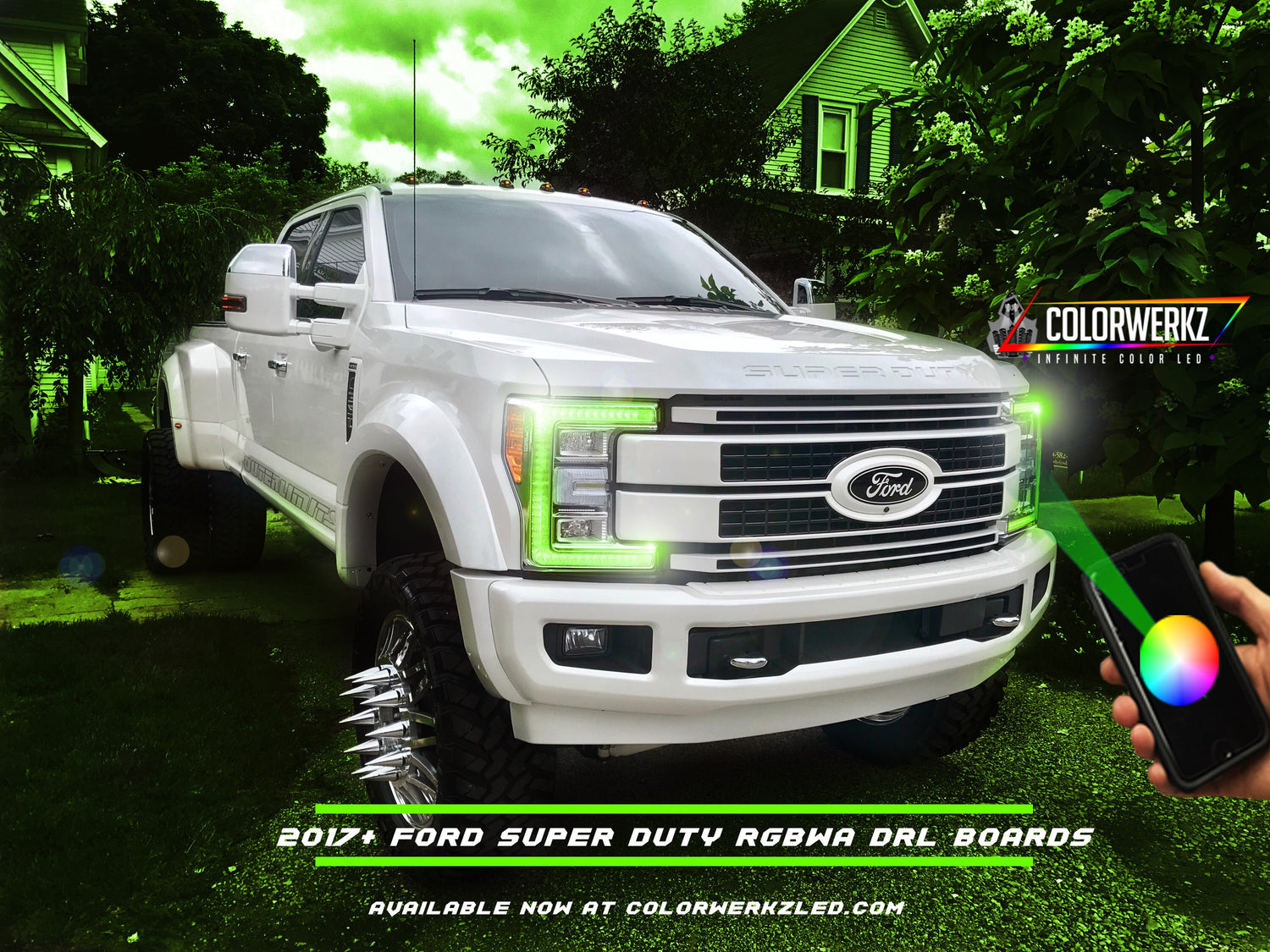 2017-2019 Ford F250 F350 Super Duty RGBW +A LED DRL Boards LED headlight kit AutoLEDTech Oracle Lighting Trendz Flow Series RGBHaloKits OneUpLighting Morimoto