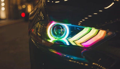 2018-2022 Ford Mustang RGBW Color-Chasing LED DRL Boards LED headlight kit AutoLEDTech Oracle Lighting Trendz Flow Series RGBHaloKits OneUpLighting Morimoto