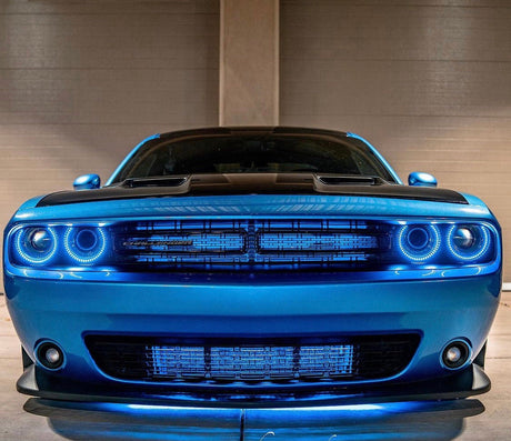2015-2023 Dodge Challenger WATERPROOF RGBW Color-Chasing Exterior Halo Kit (Flow Series) LED headlight kit AutoLEDTech Oracle Lighting Trendz Flow Series RGBHaloKits OneUpLighting Morimoto